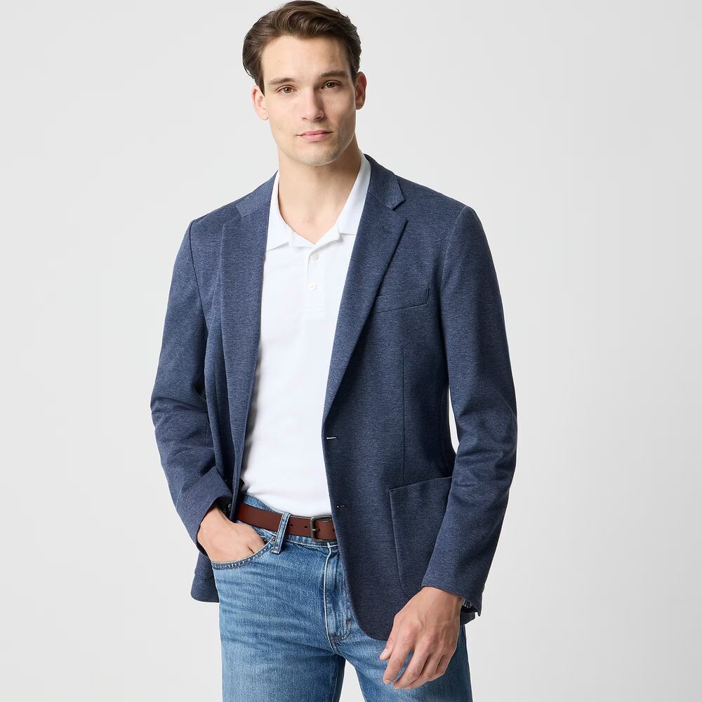 NWT J Crew Factory Slim-Fit Thompson Knit Blazer Navy Melange Size 44